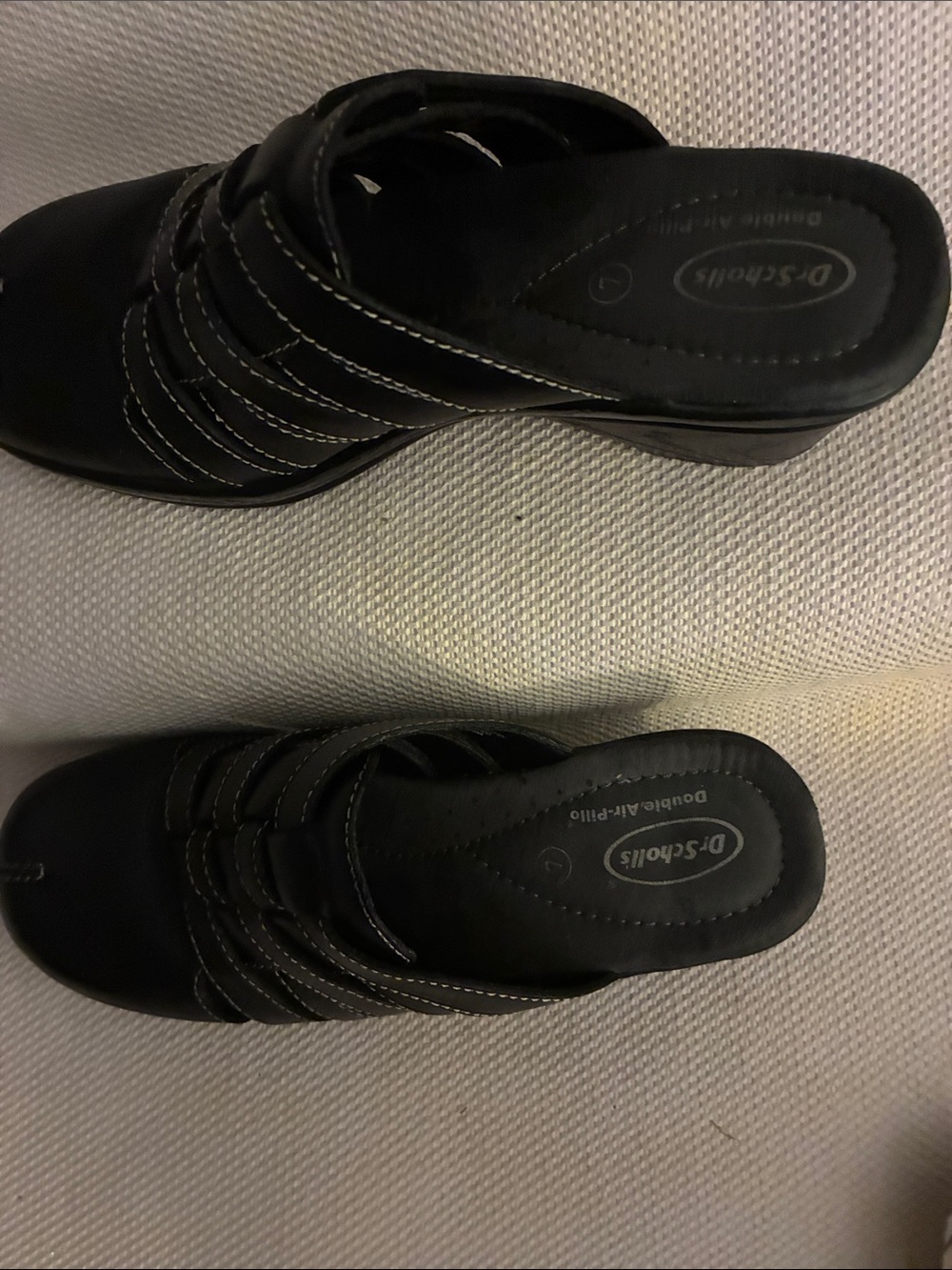 Dr. Scholl's Brenna DoubleAir-Pillo Black Leather Slip-On Clogs with Low Heel